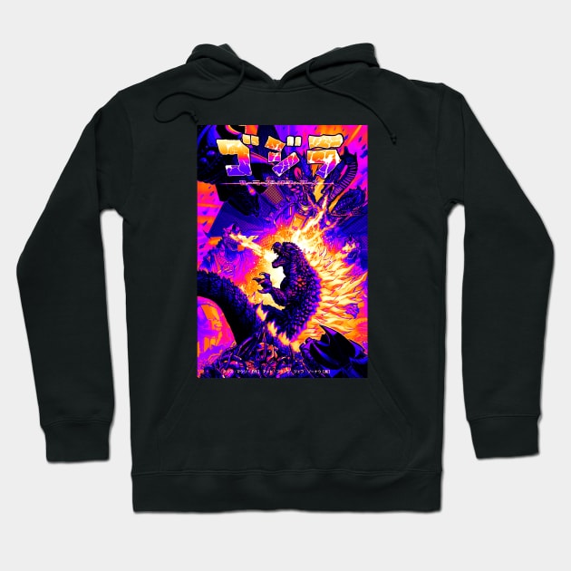 Retro Godzilla Alien Hoodie by Bentonhio